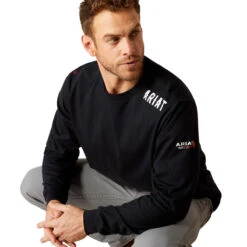 Ariat Men's FR Work Hard Live Free Black Work T-Shirt 10052093 9 Ariat Men's FR Work Hard Live Free Black Work T-Shirt 10052093 -Wildwest Boot Store F24 MNS WORK 10052093 detail01 1