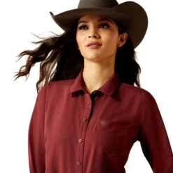 Ariat Ladies Kirby Pro Tawny Port Shirt 10052977 -Wildwest Boot Store F24 WMS WEST 10052977 detail01