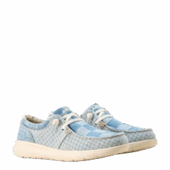 Ariat Ladies Hilo Mixed Light Checkered Denim Slip On Shoe 10053742 -Wildwest Boot Store F24 WMS WEST 10053742 pair