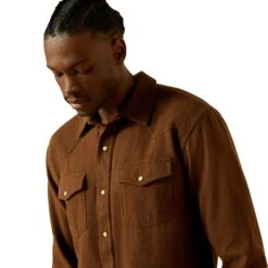 Ariat Men's Hyde Retro Fit Dark Brown Snap Shirt 10063147 6 Ariat Men's Hyde Retro Fit Dark Brown Snap Shirt 10063147 -Wildwest Boot Store F25 MNS WEST 10063147 detail01