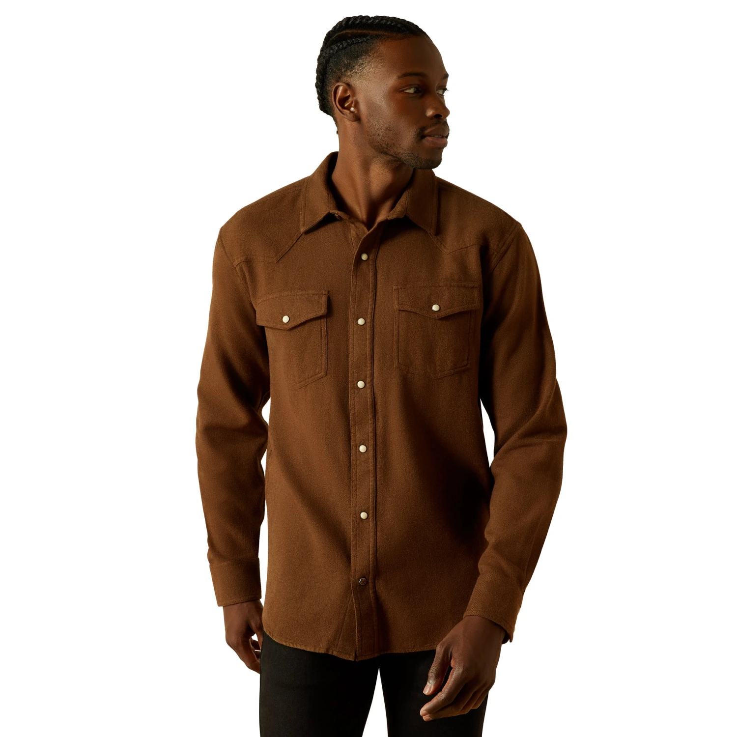 Ariat Men's Hyde Retro Fit Dark Brown Snap Shirt 10063147 1 Ariat Men's Hyde Retro Fit Dark Brown Snap Shirt 10063147