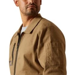 Ariat Men's Rebar Made Tough Khaki Shop Jacket 10062289 -Wildwest Boot Store F25 MNS WORK 10062289 detail02