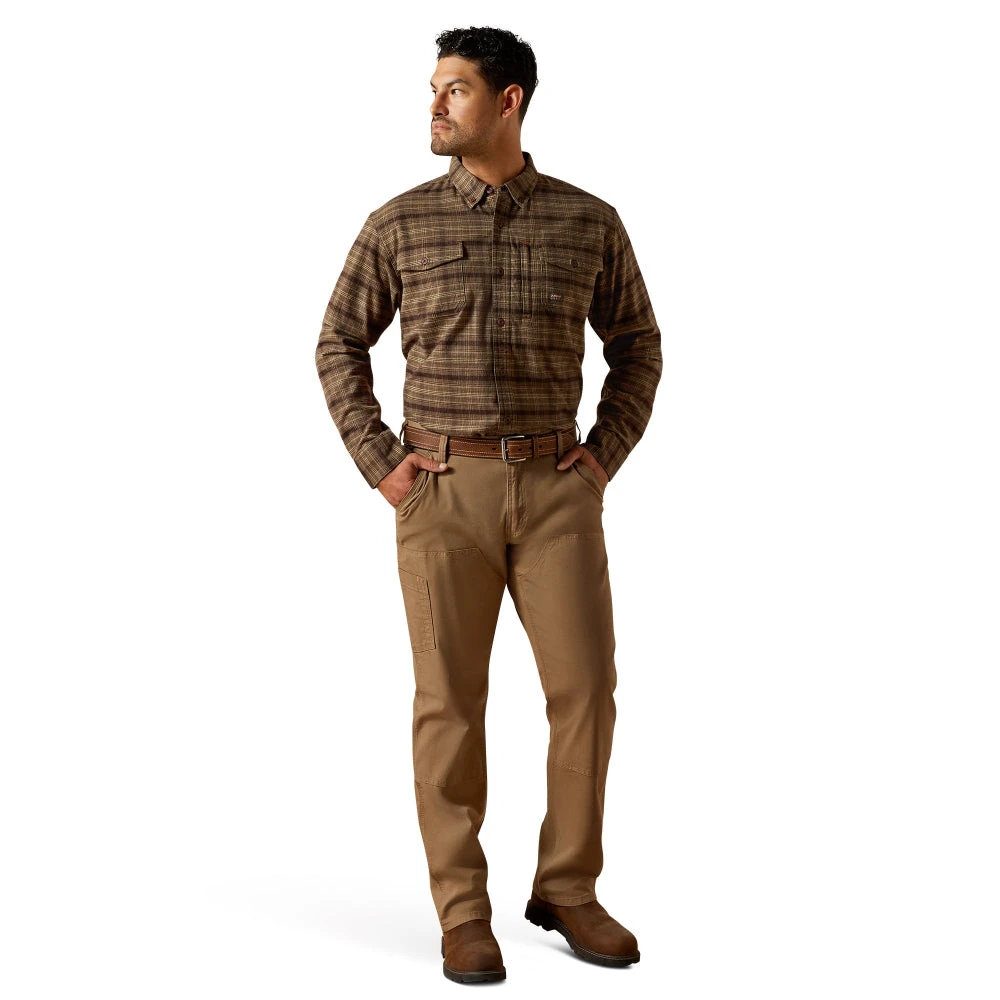 Ariat Men's Rebar Flannel DuraStretch Wren Brown Work Shirt 10062531 3 Ariat Men's Rebar Flannel DuraStretch Wren Brown Work Shirt 10062531 - Image 3