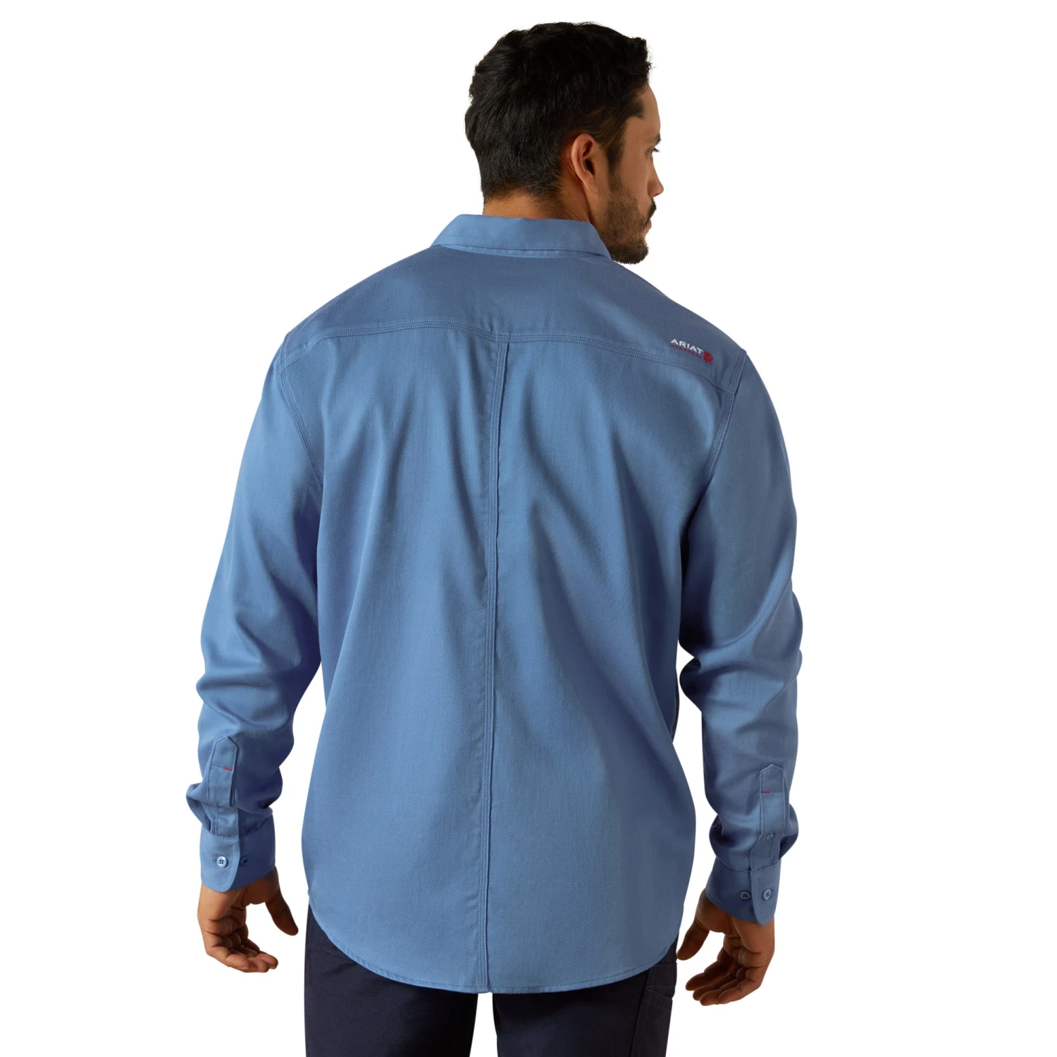 Ariat Men's FR Solid Medium Blue Work Button Down Shirt 10062602 2 Ariat Men's FR Solid Medium Blue Work Button Down Shirt 10062602 - Image 2