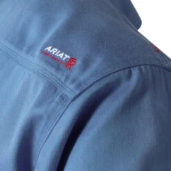 Ariat Men's FR Solid Medium Blue Work Button Down Shirt 10062602 8 Ariat Men's FR Solid Medium Blue Work Button Down Shirt 10062602 -Wildwest Boot Store F25 MNS WORK 10062602 detail02