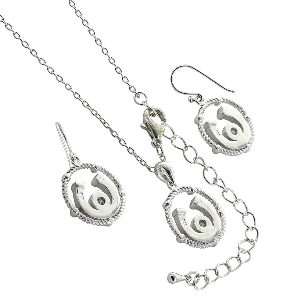 Montana Silversmiths Ladies Roped Hanging Horseshoe Jewelry Set JS3877 2 Montana Silversmiths Ladies Roped Hanging Horseshoe Jewelry Set JS3877 - Image 2