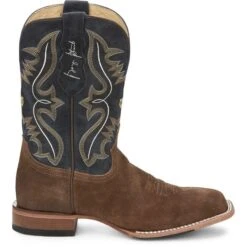 Justin Men's Dusty Blue Cowhide Dillon Wide Square Boots GR8015 8 Justin Men's Dusty Blue Cowhide Dillon Wide Square Boots GR8015 -Wildwest Boot Store JST 004 GR8015