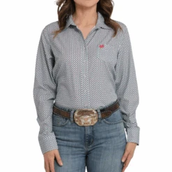Cinch Ladies Areanaflex Grey Button Down Shirt MSW9163032