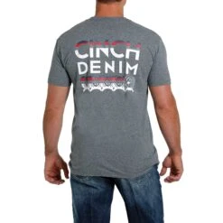 Cinch Men's Denim Logo Heather Grey T-Shirt MTT1690458