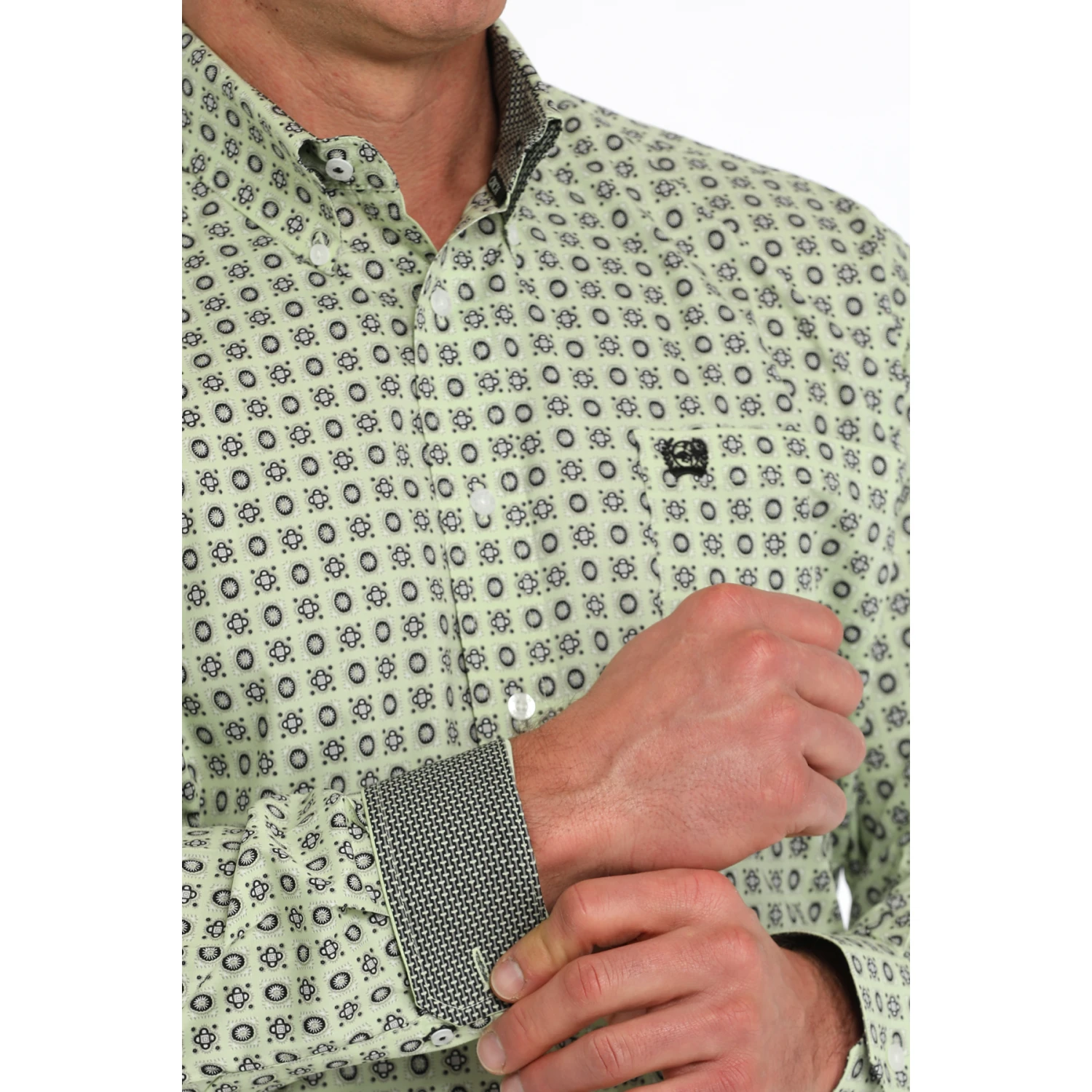 Cinch Men's Green Western Print Button Down Shirt MTW1105862 2 Cinch Men's Green Western Print Button Down Shirt MTW1105862 - Image 2