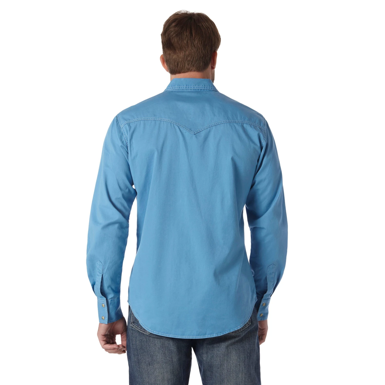 Wrangler Men's Retro Premium Pigment Dyed Twill Blue Snap Shirt MVR507J 2 Wrangler Men's Retro Premium Pigment Dyed Twill Blue Snap Shirt MVR507J - Image 2