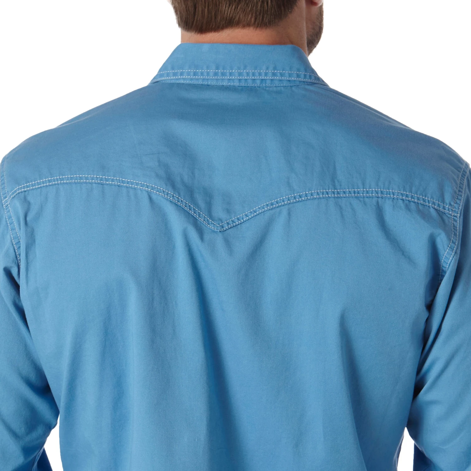 Wrangler Men's Retro Premium Pigment Dyed Twill Blue Snap Shirt MVR507J 4 Wrangler Men's Retro Premium Pigment Dyed Twill Blue Snap Shirt MVR507J - Image 4