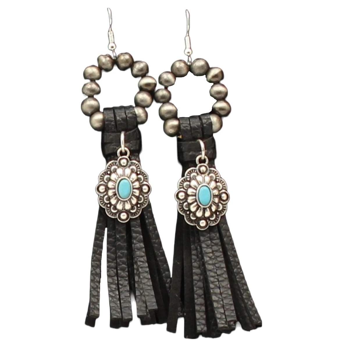 M&F® Ladies Beaded Fringed Silver Earrings D460012401 1 M&F® Ladies Beaded Fringed Silver Earrings D460012401