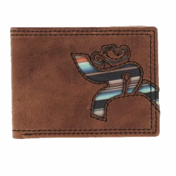 Hooey "Hawk" Brown With Navajo Serape Inlay Bifold Wallet RFBF011-BRSP
