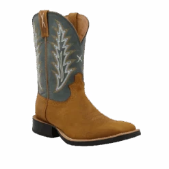 Twisted X Men's 11 Inch Ruff Stock Tan & Green Square Toe Boots MRS0072