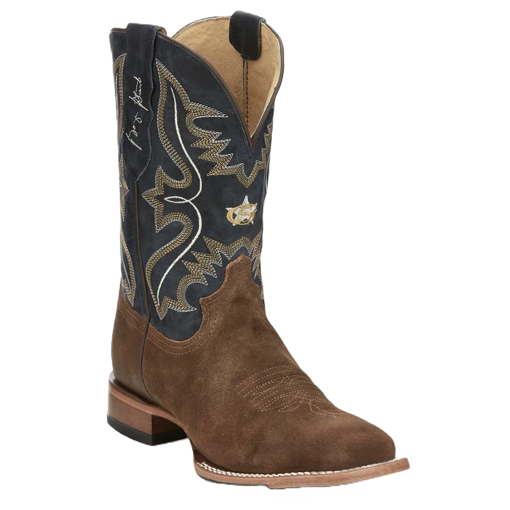 Justin Men's Dusty Blue Cowhide Dillon Wide Square Boots GR8015 1 Justin Men's Dusty Blue Cowhide Dillon Wide Square Boots GR8015