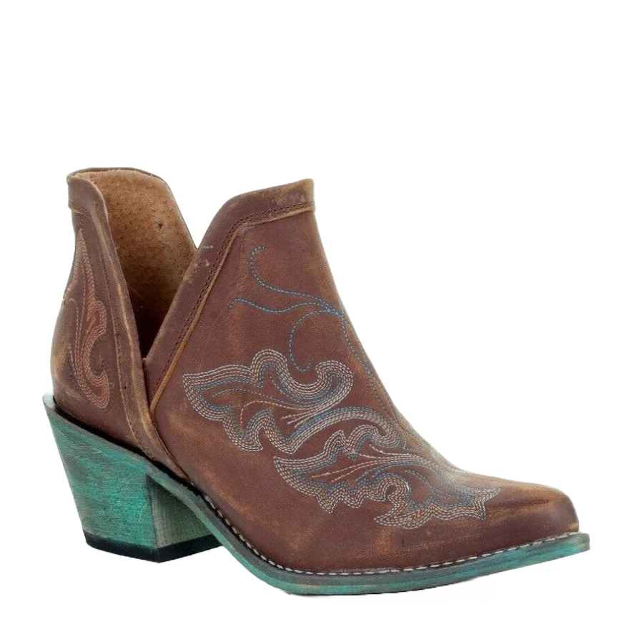 Circle G By Corral Ladies Cognac Brown & Turquoise Embroidery Booties Q0099 1 Circle G By Corral Ladies Cognac Brown & Turquoise Embroidery Booties Q0099