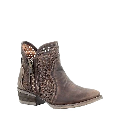 Circle G By Corral Ladies Brown Cutout Shortie Boots Q5019 1 Circle G By Corral Ladies Brown Cutout Shortie Boots Q5019
