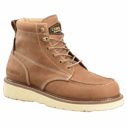 Carolina Men's AMP Tan 6" Waterproof Moc Toe Wedge Work Boots CA7041