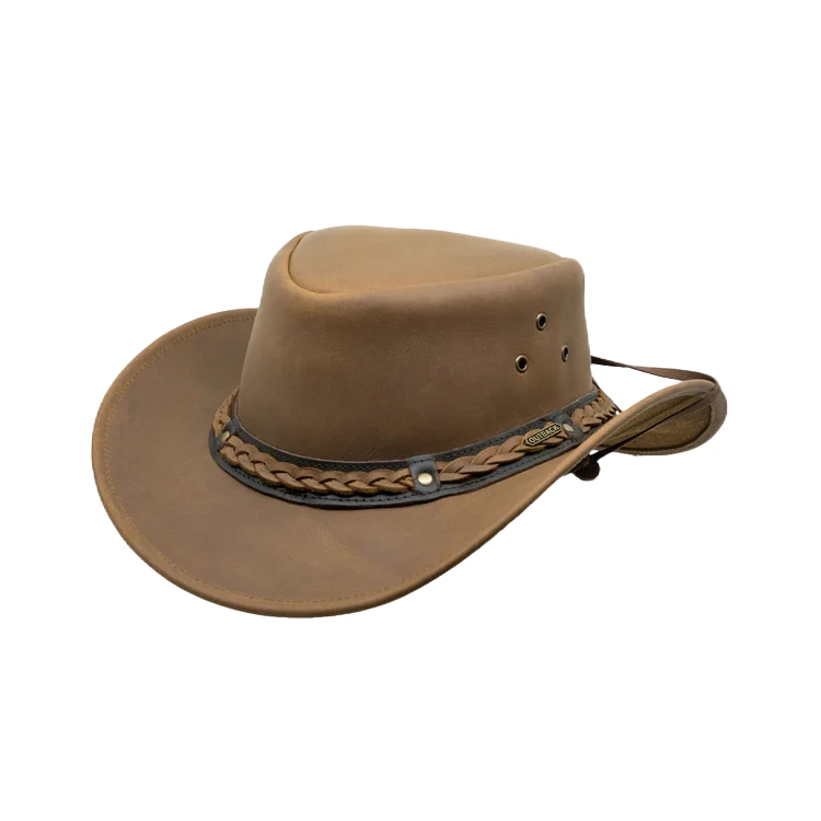 Outback Trading Men's Wagga Wagga Tan Leather Hat 1367-TAN 1 Outback Trading Men's Wagga Wagga Tan Leather Hat 1367-TAN