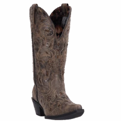 Laredo Ladies Vanessa Black/Tan Studded Western Boots 52050