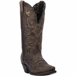Laredo Ladies Access Black/Tan Goat Wide Calf Western Boot 51079
