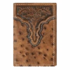 Ariat® Men's Floral Embossed Brown Tri-Fold Wallet A3553202