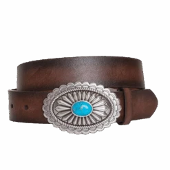 Ariat Ladies Lucinda Brown Belt With Silver & Turquoise Buckle A1512002