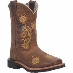 Dan Post Children's Gardenia Floral Honey Brown Leather Boots DPC2942