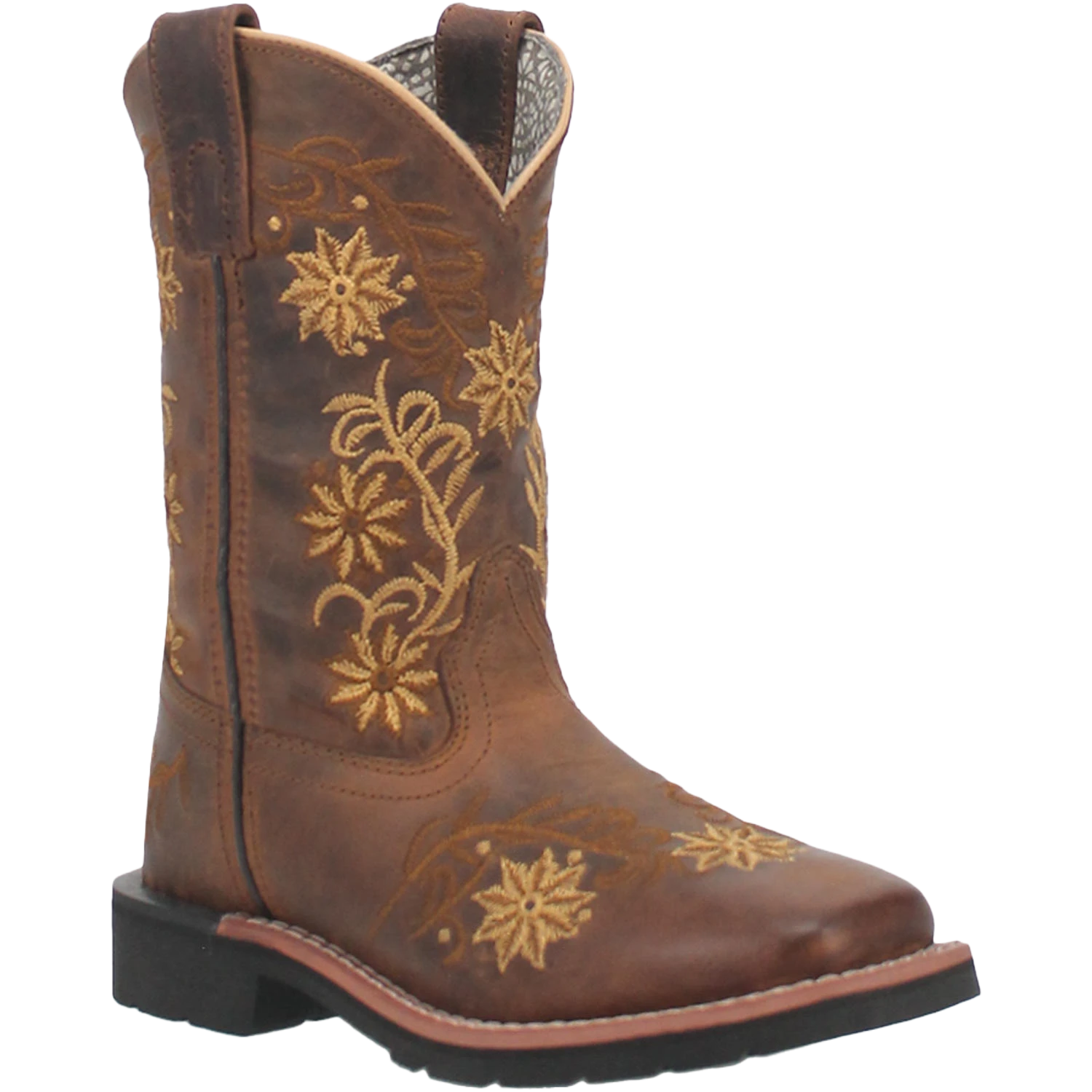 Dan Post Children's Gardenia Floral Honey Brown Leather Boots DPC2942 1 Dan Post Children's Gardenia Floral Honey Brown Leather Boots DPC2942