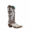 Corral Boots Corral Ladies Brown & White Embroidery Boots A3753