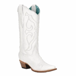 Corral Boots Corral Youth Girl's White Embroidered Snip Toe Boots T0143