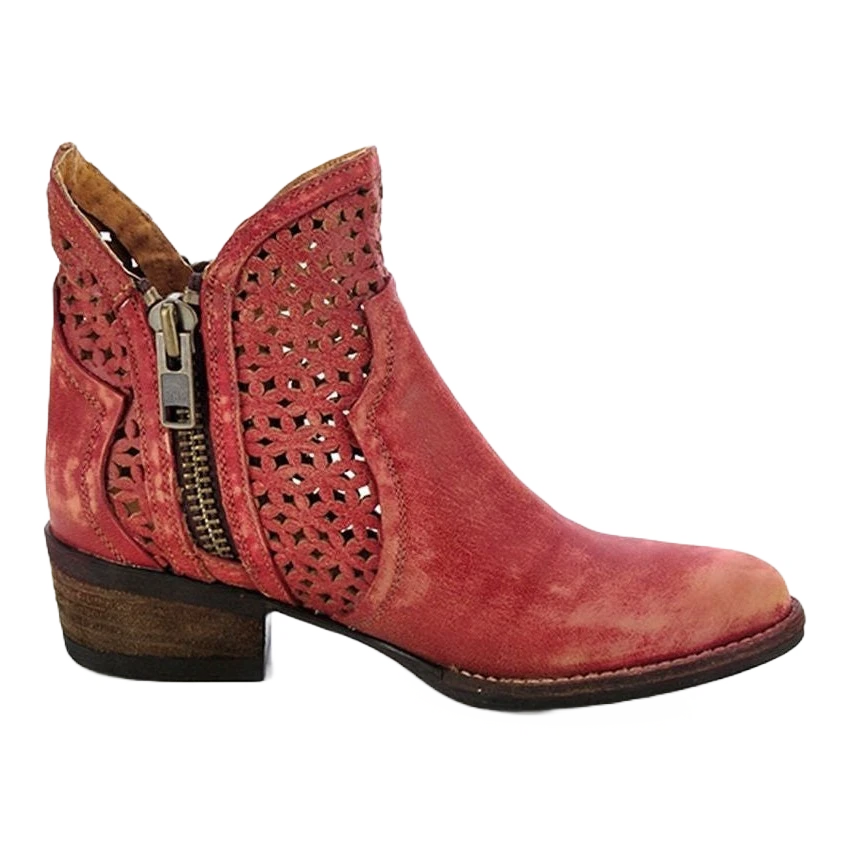 Circle G By Corral Ladies Red Laser Cutout Shortie Boot Q0003 2 Circle G By Corral Ladies Red Laser Cutout Shortie Boot Q0003 - Image 2