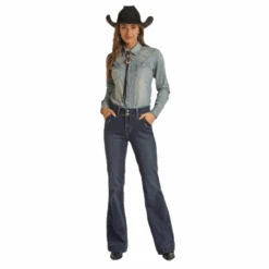 Rock & Roll Denim® Ladies Dark Wash Vintage Trouser Jeans RRWD5HR0GH -Wildwest Boot Store RRWD5HR0GHa