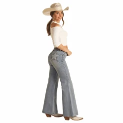 Rock & Roll Denim® Ladies Star Back Flare Jeans RRWD6HR0SO-204 5 Rock & Roll Denim® Ladies Star Back Flare Jeans RRWD6HR0SO-204 -Wildwest Boot Store RRWD6HR0SO 204 2