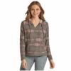 Rock & Roll® Ladies Aztec Printed Charcoal Hoodie RRWT94R04D-02