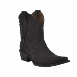 Circle G By Corral Ladies Black Embroidery & Inlay Snip Toe Ankle Boots L6090