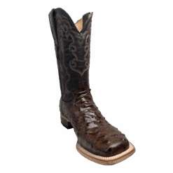 Cowtown Men's Ostrich Print Rustic Brown Western Boots Q6073