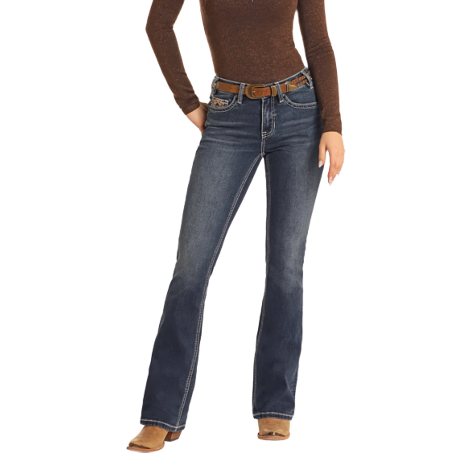 Panhandle Ladies Steer Head Mid Rise Vintage Bootcut Jeans BW4MD05315 2 Panhandle Ladies Steer Head Mid Rise Vintage Bootcut Jeans BW4MD05315 - Image 2