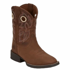 Justin Kid's Bowline Junior Embroidered Hazelnut Western Boot JK7523