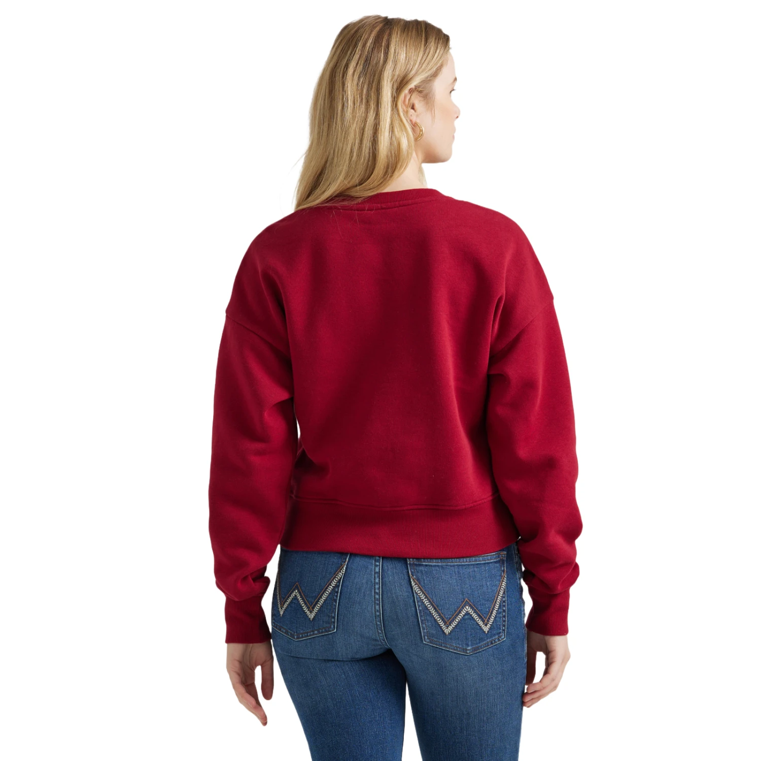 Wrangler Ladies Retro® Americana Crochet Print Logo Red Pullover Sweatshirt 112356690 2 Wrangler Ladies Retro® Americana Crochet Print Logo Red Pullover Sweatshirt 112356690 - Image 2