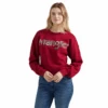 Wrangler Ladies Retro® Americana Crochet Print Logo Red Pullover Sweatshirt 112356690