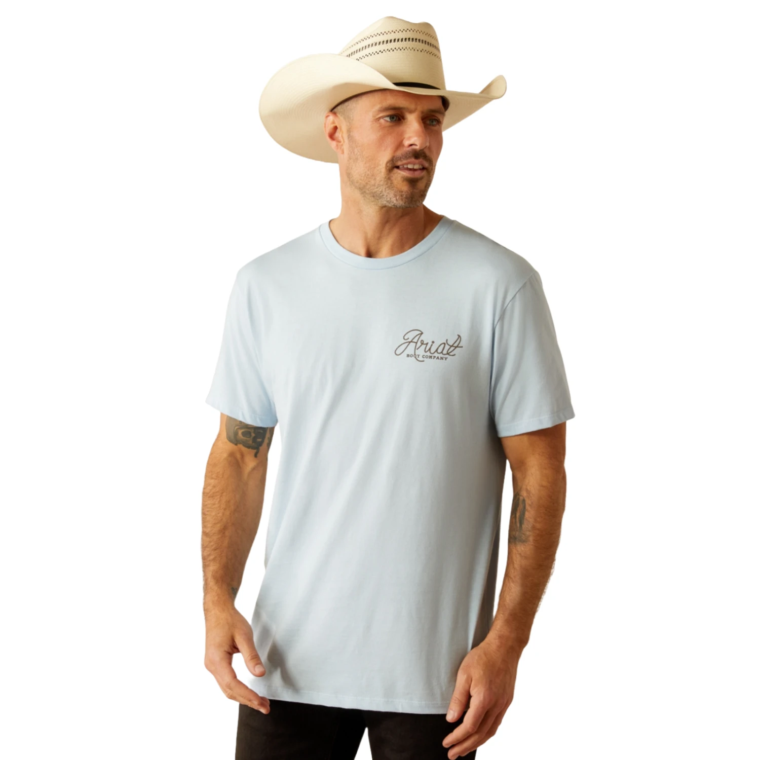 Ariat Men's Cactus Roper Sky Blue Short Sleeve T-Shirt 10054838 2 Ariat Men's Cactus Roper Sky Blue Short Sleeve T-Shirt 10054838 - Image 2