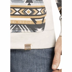 Rock & Roll Denim Men's Tan Aztec Printed Hoodie BM94T07301 -Wildwest Boot Store Remove background project 2025 08 27T143633.841