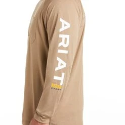 Ariat® Men's Rebar Heat Fighter Long Sleeve Khaki T-Shirt 10031030 -Wildwest Boot Store S21 MNS WORK 10031030 detail01