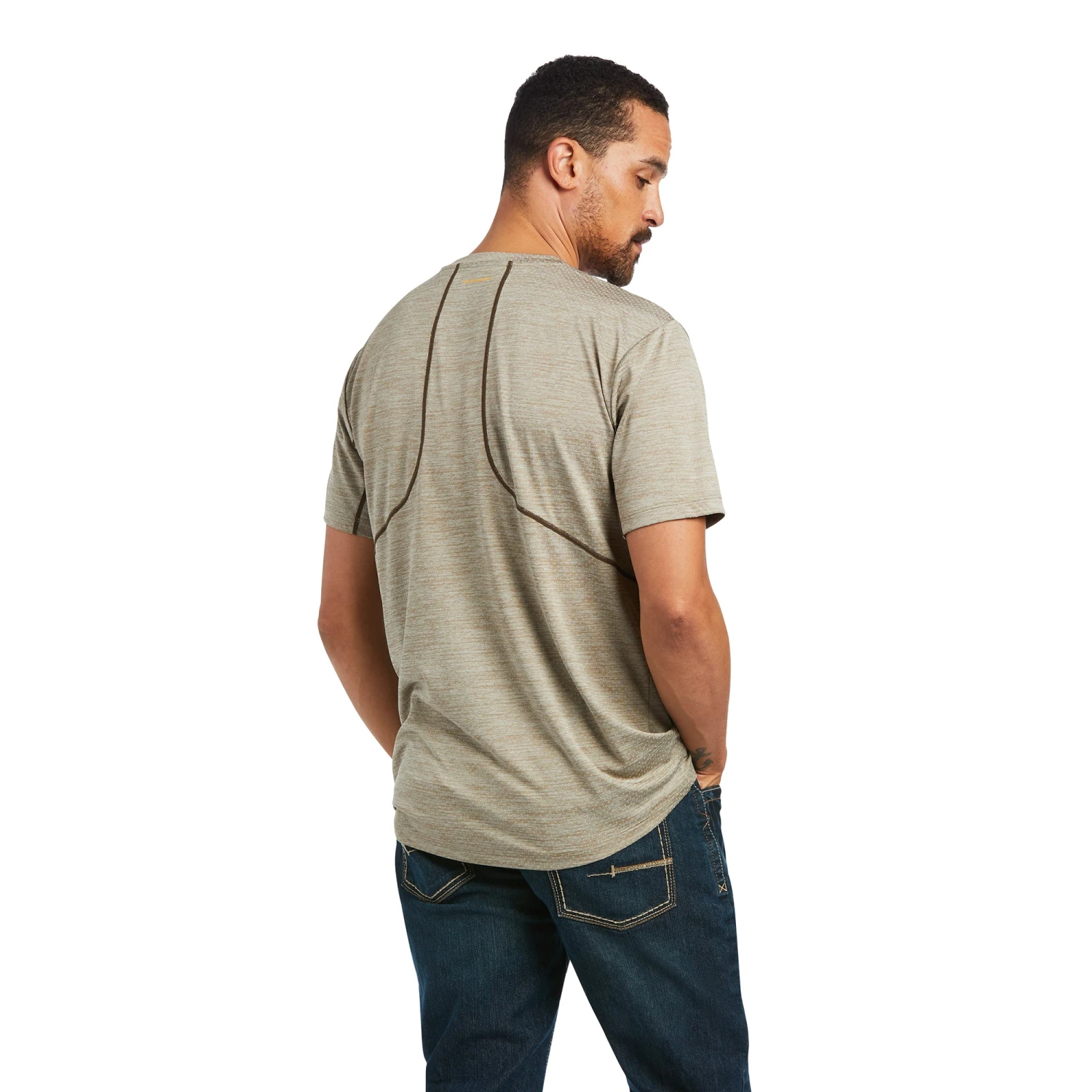 Ariat® Men's Rebar Evolution Athletic Tan Brindle Fit T-Shirt 10039172 2 Ariat® Men's Rebar Evolution Athletic Tan Brindle Fit T-Shirt 10039172 - Image 2