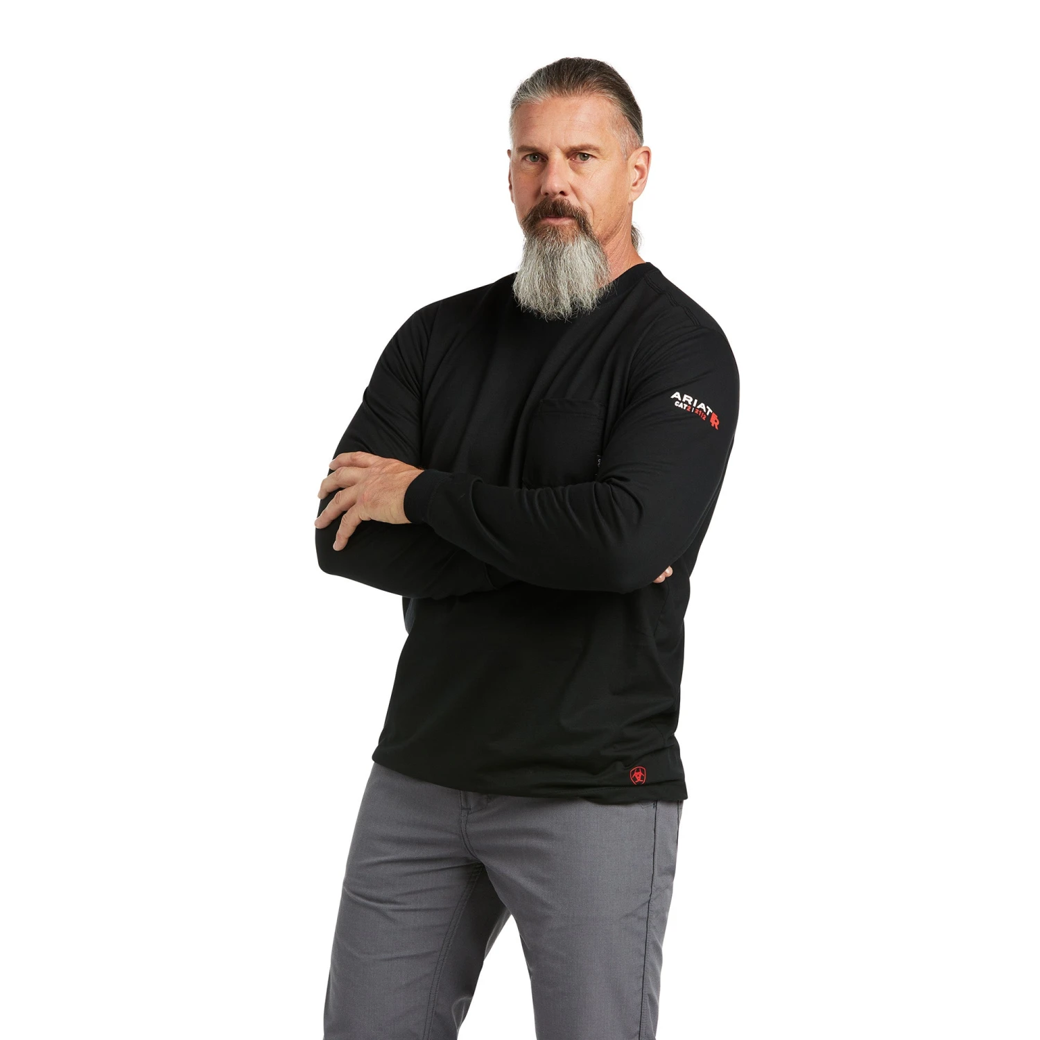 Ariat® Men's FR Stretch Logo Long Sleeve Black & Lime T-Shirt 10039295 3 Ariat® Men's FR Stretch Logo Long Sleeve Black & Lime T-Shirt 10039295 - Image 3