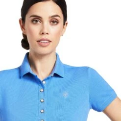 Ariat® Ladies Prix 2.0 Short Sleeve Reykjavik Blue Polo Shirt 10039472 5 Ariat® Ladies Prix 2.0 Short Sleeve Reykjavik Blue Polo Shirt 10039472 -Wildwest Boot Store S22 WMS ENGL 10039472 detail01