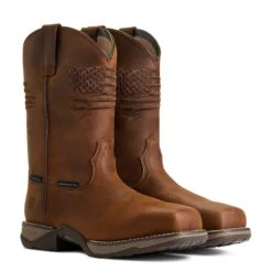 Ariat Ladies Anthem Patriot Waterproof Brown Square Toe Boots 10040369 9 Ariat Ladies Anthem Patriot Waterproof Brown Square Toe Boots 10040369 -Wildwest Boot Store S22 WMS WEST 10040369 pair
