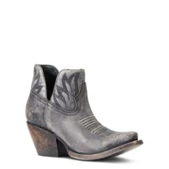 Ariat Ladies Hazel Black & Silver Metallic Snip Toe Booties 10040393 -Wildwest Boot Store S22 WMS WEST 10040393 medial